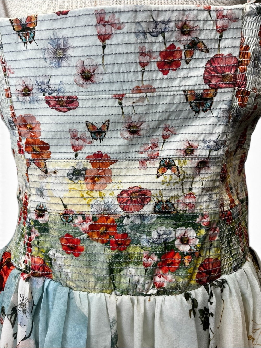 Anthropologie The Muse Floral Landscape Romantic Art to Wear Midi Dress Large - Picture 5 of 12